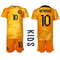 Dječji Nogometni Dres Nizozemska Memphis Depay #10 Domaci SP 2022 Kratak Rukav (+ Kratke hlače)